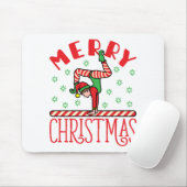 Gymnastiek kerstmis Elf op Beam Muismat (Met muis)