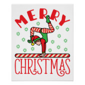 Gymnastiek kerstmis Elf op Beam Perfect Poster (Voorkant)