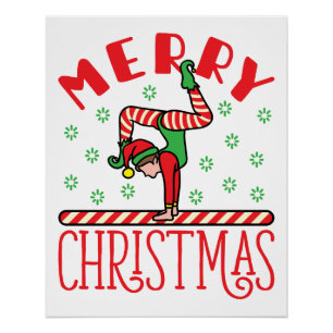 Gymnastiek kerstmis Elf op Beam Perfect Poster