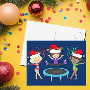Gymnastiek kerstmis Gymnast Girls Holiday Briefkaart