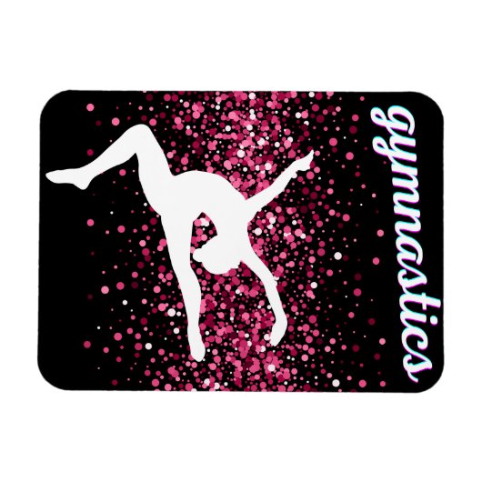 Gymnastiek Leap Pink Glitter Magneet (Horizontaal)