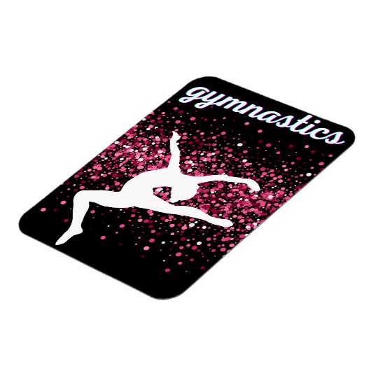Gymnastiek Leap Pink Glitter Magneet (Linkerzijde)