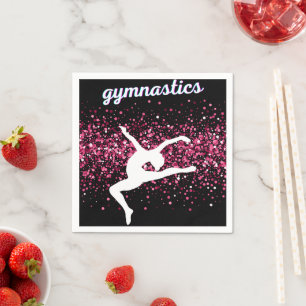 Gymnastiek Leap Pink Glitter Servet