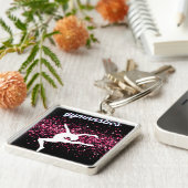 Gymnastiek Leap Pink Glitter Sleutelhanger (Zijkant)