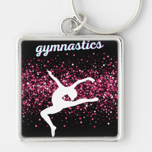 Gymnastiek Leap Pink Glitter Sleutelhanger