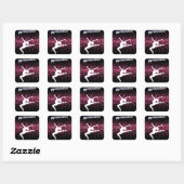 Gymnastiek Leap Pink Glitter Vierkante Sticker (Vel)