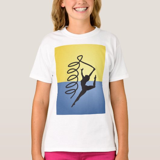 Gymnastiek lint Routine Meisjes T-shirt (Voorkant)