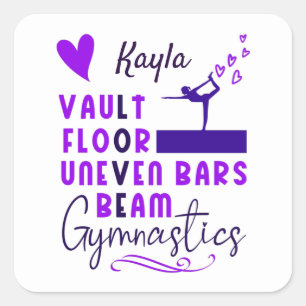 Gymnastiek Love Vault Floor Uneven Bars Beam Vierkante Sticker