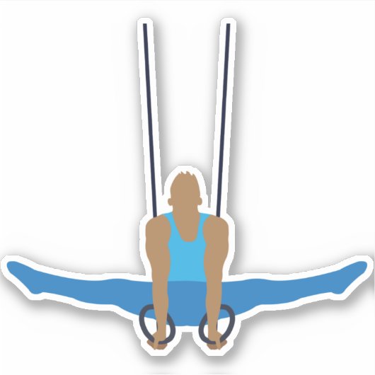 Gymnastiek Male Gymnast op Rings Sticker (Voorkant)