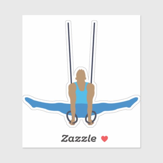 Gymnastiek Male Gymnast op Rings Sticker (Vel)