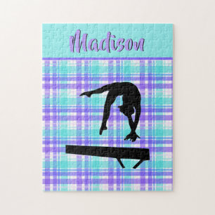 Gymnastiek Meisje Lila Paarse en Aqua Gepersonalis Legpuzzel