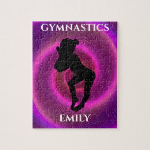 Gymnastiek meisje puzzel met de naam van het kind.