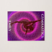Gymnastiek meisje puzzel met de naam van het kind. legpuzzel (Horizontaal)