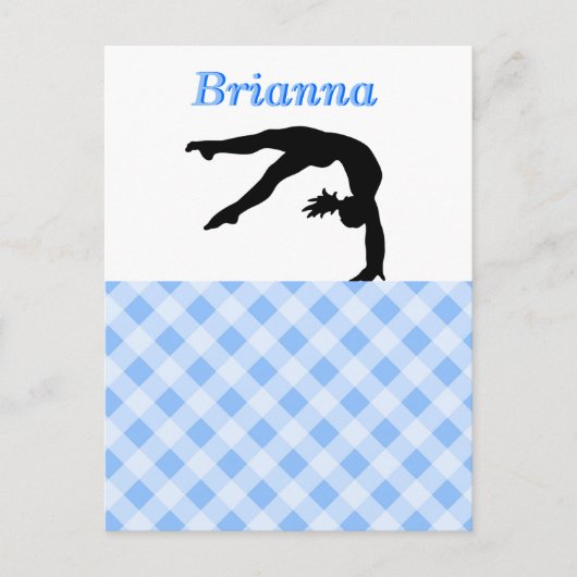 Gymnastiek Meisje Zalig in Blauw Gepersonaliseerd Briefkaart (Voorkant)