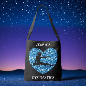 Gymnastiek Meisje Zwart met Blauwgroen Sequin Hart Crossbody Tas