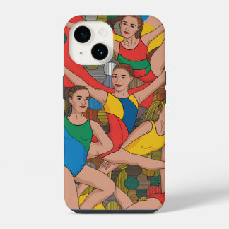 Gymnastiek Meisjes Acro Dansers kleurrijk patroon iPhone 14 Hoesje