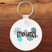 Gymnastiek met blauwe bloemen sleutelhanger (Voorkant)