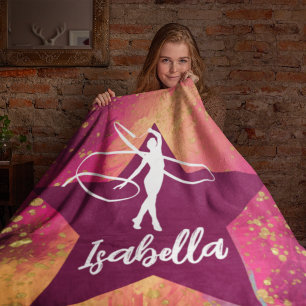 Gymnastiek Monogram Naam Gold Glitter Fleece Deken
