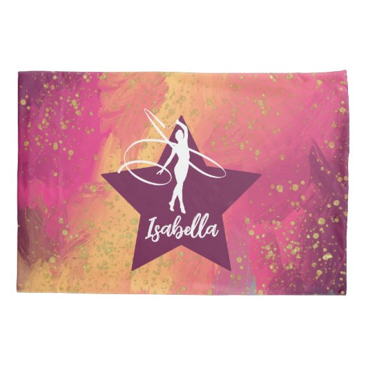 Gymnastiek Monogram Naam Gold Glitter Kussensloop (Achterkant)