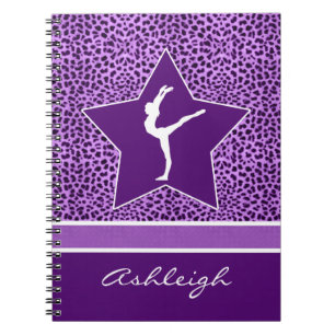 Gymnastiek Paarse Cheetah Afdrukken met Monogram Notitieboek