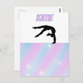 Gymnastiek Paarse Lila en Baby Blue Pastel Briefkaart (Voorkant / Achterkant)