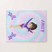 Gymnastiek / paarse pony's / wervelingen gepersona legpuzzel (Horizontaal)