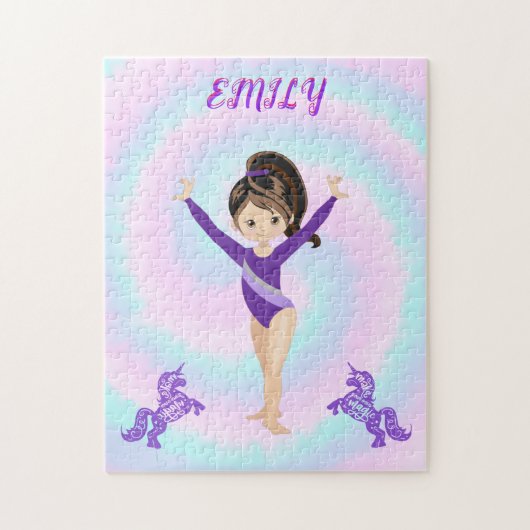 Gymnastiek / paarse pony's / wervelingen gepersona legpuzzel (Verticaal)