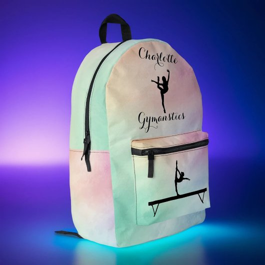 Gymnastiek Pastel Paarse Groen Gepersonaliseerd Bedrukte Rugzak