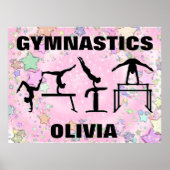 Gymnastiek Pink Sparkle Swirls and Stars Poster (Voorkant)