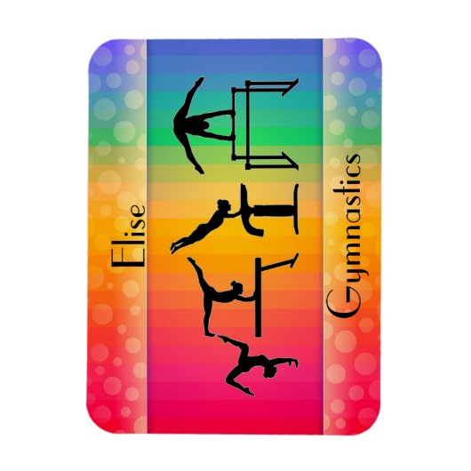 Gymnastiek Rainbow w/ Girls Gymnastics Events Magneet (Verticaal)