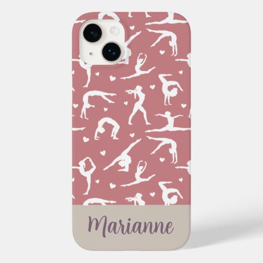 Gymnastiek Roze Aangepaste Naam Girlie Modern Case-Mate iPhone Case (Achterkant)