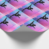 Gymnastiek Roze & Blauw Aangepaste Naam Wrapping P Cadeaupapier (Hoek)