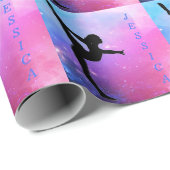 Gymnastiek Roze & Blauw Aangepaste Naam Wrapping P Cadeaupapier (Rol Hoek)