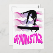Gymnastiek Roze en Paarse Balansstraal Briefkaart (Voorkant / Achterkant)