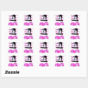 Gymnastiek Roze en Paarse Balansstraal Vierkante Sticker