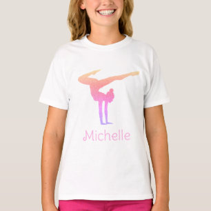 Gymnastiek Roze Glitter Aangepaste naam T-shirt