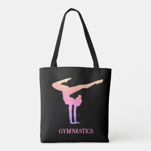 Gymnastiek Roze Glitter Gepersonaliseerd Draagtas (Achterkant)
