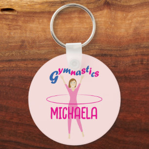 Gymnastiek Roze hoelahoepel meisje Custom name Sleutelhanger
