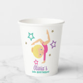 Gymnastiek Roze Paarse Turquoise Girl Birthday Pap Papieren Bekers (Voorkant)