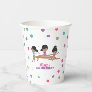Gymnastiek Roze Paarse Turquoise Girl Birthday Papieren Bekers