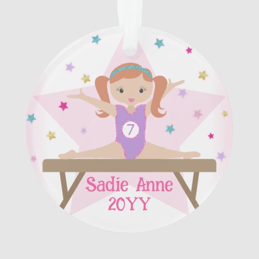 Gymnastiek Schattige Gymnast w / Rood Haar Custom  Ornament (achterkant)