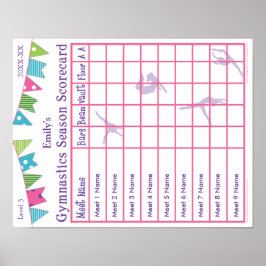 Gymnastiek Seizoen ontmoeten Scorecard Poster 9 AA