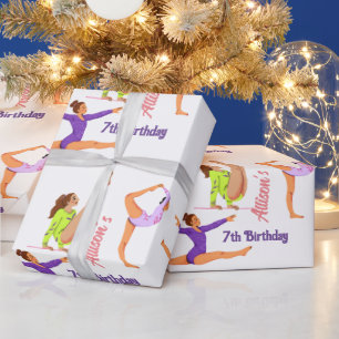 Gymnastiek springen Cartwheels meisje verjaardagsf Cadeaupapier