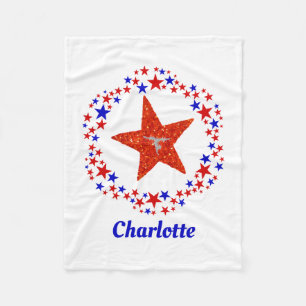 Gymnastiek Stars Monogrammen Naam Red White Blue Fleece Deken