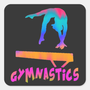 Gymnastiek Tropisch Stropdas-Dye Balance Beam Vierkante Sticker