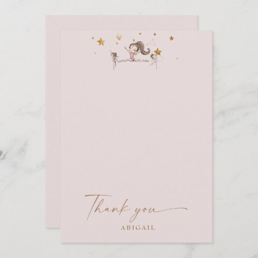 Gymnastiek Tumble & Twirl Verjaardagsfeest Dank u Kaart (Voorkant / Achterkant)