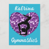 Gymnastiek Turquoise en Paarse Gepersonaliseerd Briefkaart (Voorkant)