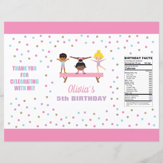 Gymnastiek verjaardag chip tas wrapper (Voorkant)