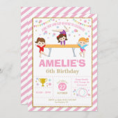 Gymnastiek Verjaardag Dans Party Meisje Roze en Go Kaart (Voorkant / Achterkant)