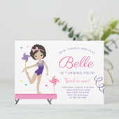 Gymnastiek Verjaardag Uitnodiging met Pinwheels (Staand voorkant)